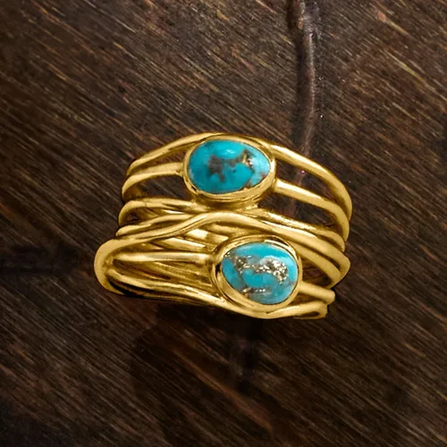 Vista 6 de Ross-Simons Anillo de carretera con piedras preciosas en oro de 18 quilates sobre plata esterlina