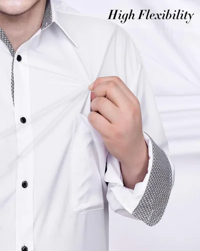 Vista 2 de J.VER Camisa de vestir de manga larga para hombre, estilo informal, elástica, sin arrugas, ajuste regular, abotonada