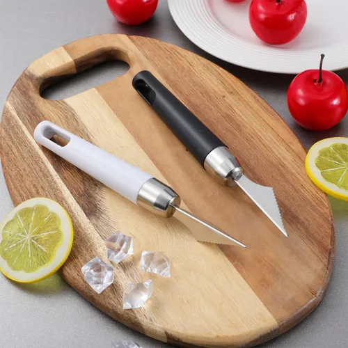 Vista 6 de VILLCASE 2 cuchillos de acero inoxidable para tallar frutas, en forma de V, grabado de alimentos, herramienta de corte para el hogar, cocina, mesa