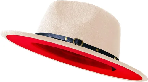 Vista 10 de Sombreros de ala ancha tipo Fedora para mujeres y hombres, sombrero de vestir de dos tonos, sombrero de fieltro tipo Panamá en dos tallas para Negro