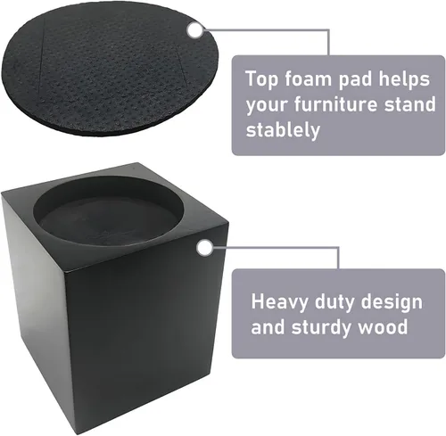 Vista 6 de Elevadores de madera para muebles de cama de 4 pulgadas, soportan hasta 6,000 libras, para sofá, sofá, escritorio, silla, base de mesa, aumento
