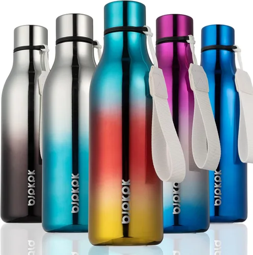 Vista 66 de BJPKPK Botellas de agua aisladas, botella de agua de metal de acero inoxidable de 12 onzas con correa, sin BPA a prueba de fugas, jarras, tazas