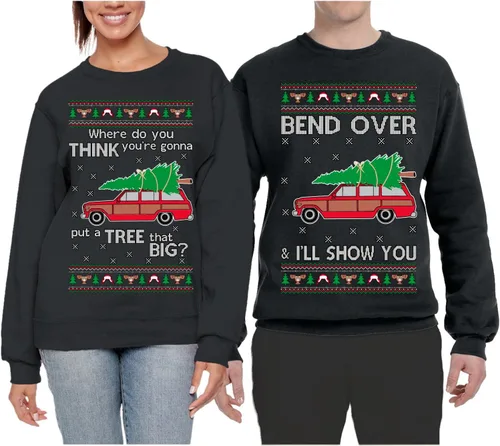 Vista 4 de Wild Bobby Suéteres feos de Navidad para parejas, unisex, a juego, para él y ella, sudaderas navideñas