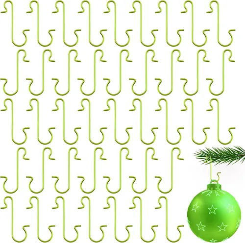 Vista 11 de 100 unidades de ganchos para adornos de Navidad - Ganchos negros para decoración de árbol de Navidad