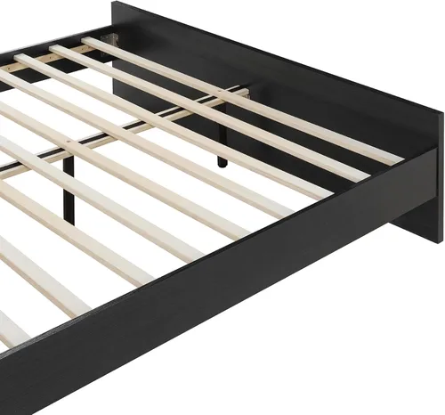 Vista 11 de KISLOT - Marco de cama de madera tamaño matrimonial con cabecera y estribo, base de colchón de plataforma de madera, muebles de dormitorio