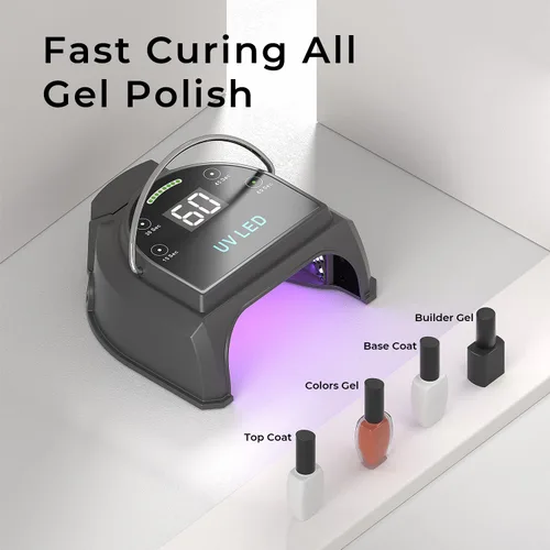 Vista 6 de Lámpara de uñas profesional inalámbrica LED UV de 80 W, luces UV para uñas con 45 perlas LED y batería recargable, secadora de uñas de gel LED
