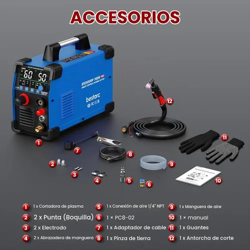 Vista 8 de Bestarc Plasma Cutter Machine, Pilot Arc, 50A IGBT 110V 220V Dual Voltage