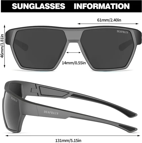 Vista 2 de DEAFRAIN Gafas de sol deportivas polarizadas para hombres y mujeres, marco irrompible, conducción, pesca, ciclismo, correr, béisbol, protección UV
