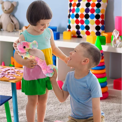 Vista 6 de DolliBu Peluche de caballito de mar arcoíris, animales de peluche súper suaves para niñas y niños, adorables criaturas marinas de peluche para niños