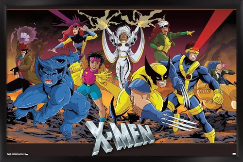 Vista 7 de Trends International Marvel Comics - Póster de pared de grupo de The X-Men, 14.725 x 22.375 pulgadas, versión enmarcada de madera de granero