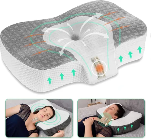 Vista 11 de Elviros HSA/FSA CPAP Almohada para dormir de lado, almohada ajustable para la apnea del sueño Gris oscuro