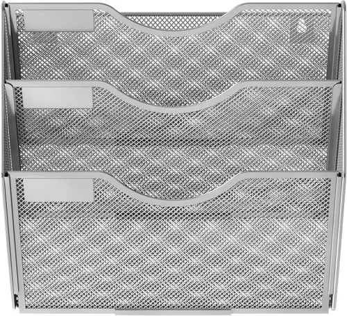 Vista 3 de EasyPAG Organizador de archivos de pared con 3 bolsillos de malla para colgar en la pared, carpeta de documentos, archivador, revistero con etiqueta