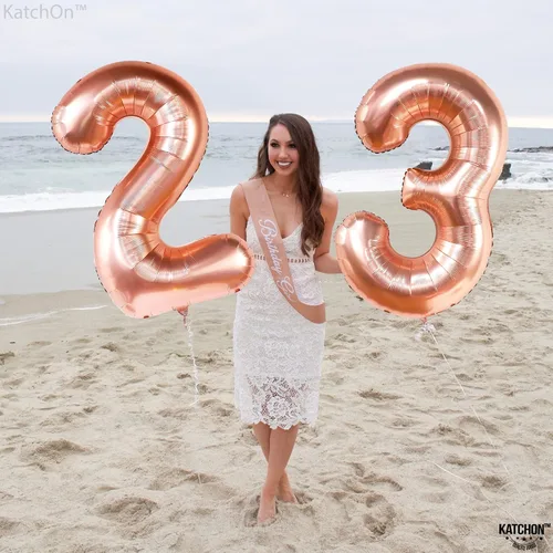 Vista 6 de KatchOn, Globos de oro rosa del 2 p de 40 pulgadas, 23 para decoraciones de cumpleaños número 23 y aniversario de mujer