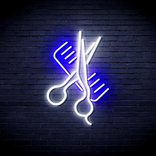 Vista 19 de AdvPro Comb & Scissors Flex Silicone LED Neon Sign - Azul - st16s32-fnu0363-b