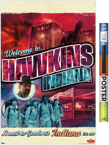 Vista 17 de Trends International Netflix Stranger Things - Póster de pared de Welcome to Hawkins Indiana, 22.4 pulgadas de largo x 14.7 W, versión enmarcada
