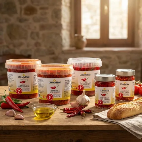 Vista 9 de L'Oro Del Sud Pimientos enteros de Calabria en aceite, certificados, 9.8 oz Auténticos chiles italianos en aceite con sabor sabroso picante
