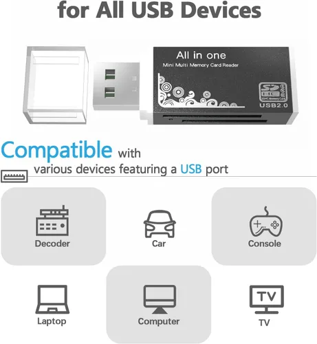 Vista 3 de Lector de tarjetas micro SD, lector de tarjetas SD 4 en 1 a adaptador USB, lector de tarjetas de memoria para MS Duo/Pro, tarjeta M2, SDXC, SDHC