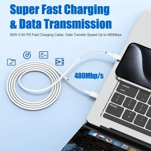 Vista 5 de Cargador para iPhone 16/15 de carga rápida, paquete de 20 W PD USB C cargador de pared rápido Bloque con cable de carga rápida USB C a C