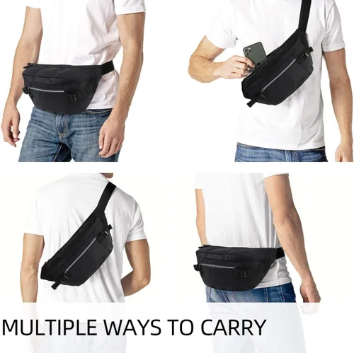 Vista 6 de TITILT Riñonera cruzada de talla grande para mujeres y hombres, bolsa grande impermeable para deportes, viajes, entrenamiento, ciclismo, senderismo