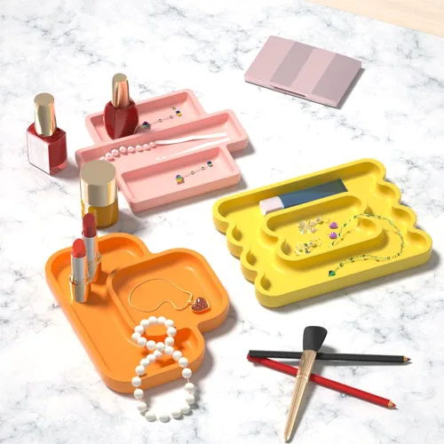 Vista 5 de Bandeja de hormigón Molde de silicona Herramienta decorativa creativa para el hogar para frutas Snack Plate Almacenamiento de joyas Pulsera SH0692
