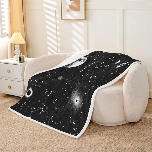 Vista 2 de Erosebridal Galaxy Fleece Blanket 40x50 Constellation Fuzzy Plush Throw for Sofa Couch Black Nebula Stars Sherpa Blanket Outer Space Starry Sky