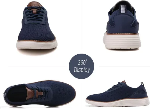Vista 3 de Zapatos deportivos de vestir de moda para hombre, zapatos de malla Oxfords para caminar casuales de negocios, zapatos de tenis ligeros de punto