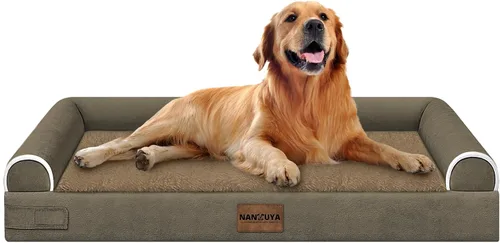 Vista 95 de NANUYA - Cama ortopédica para perros de tamaño mediano/grande, lavable: Camas con almohada para perros de tamaño mediano/grande, sofá de espuma