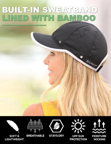 Vista 2 de SAAKA Sombrero deportivo Featherlight. Ligero, de secado rápido. Gorra para correr, tenis y golf para mujeres y niñas