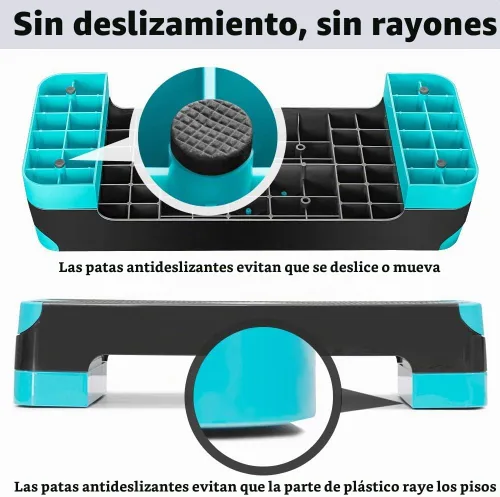 Vista 5 de GYMMAGE Stepper aeróbico de entrenamiento ajustable, plataforma de ejercicios aeróbicos con 2 elevadores, plataforma de ejercicios para fitness