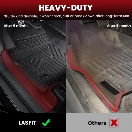 Vista 4 de LASFIT Alfombrillas de suelo para Toyota Tacoma 2024-2026 de doble cabina a gas (solo compatible con manual Tran), forros de suelo de TPE para todo
