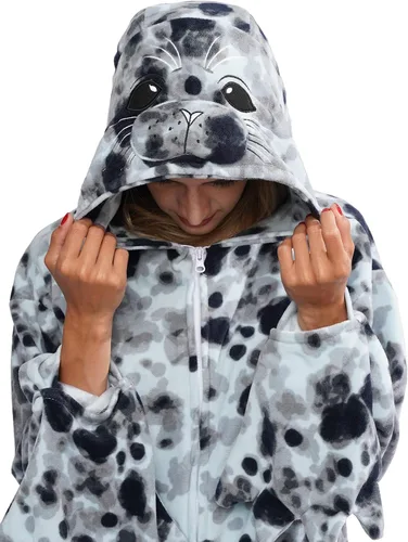 Vista 2 de YUNTAISHAN Disfraz de animal de una pieza para adultos, pijama de animal para cosplay para mujeres y hombres