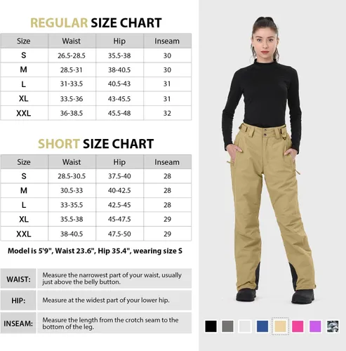 Vista 4 de Sportneer - Pantalones de esquí y snowboard con aislamiento para mujer