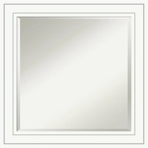 Vista 8 de Amanti Art - Espejo de baño blanco para sobre lavabo, espejo de tocador rectangular blanco de 25x21, marco de madera pequeño y casual, se cuelga