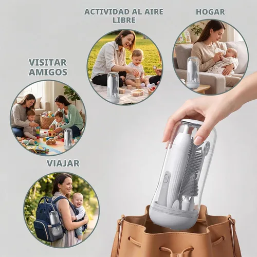 Vista 5 de Limpiador de cepillo eléctrico portátil con caja de almacenamiento, kit 4 Gris