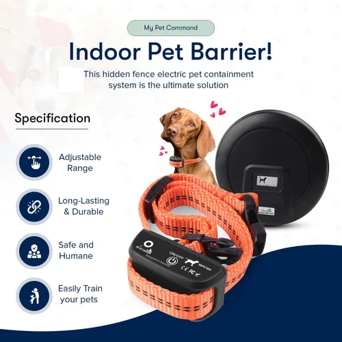 Vista 3 de My Pet Command, Barrera para mascotas de interior con rango ajustable, corrección estática y de tono, cerca invisible para perros con collar