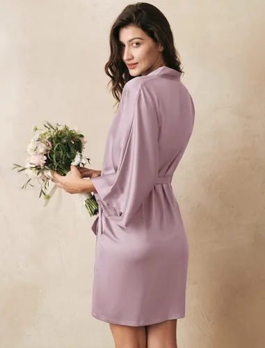 Vista 2 de AW BRIDAL - Bata estilo kimono de satén para mujer