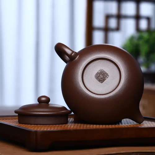 Vista 5 de Fine Zisha Teapot Series, china genuina hecha a mano Yixing Purple Clay Tea Pot de 12.8 onzas, infundir té Kungfu Brew (Fanggu)