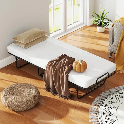 Vista 2 de RELAX4LIFE Cama plegable con colchón de espuma viscoelástica, cama plegable con marco de cama de metal resistente en forma de U, 4 ruedas