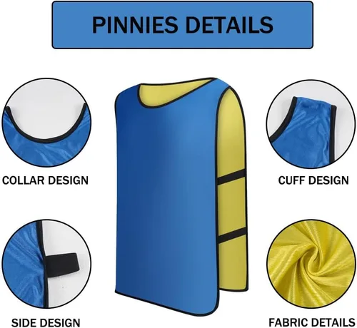 Vista 3 de Paquete de 12 pinnies numerados reversibles, chaleco de doble cara, camisetas de práctica en equipo para niños y adultos