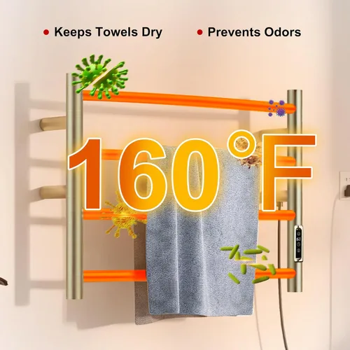Vista 3 de Toalleros térmicos para baño, calentadores eléctricos de pared con temporizador y control de temperatura, calentador para baño, cepillado
