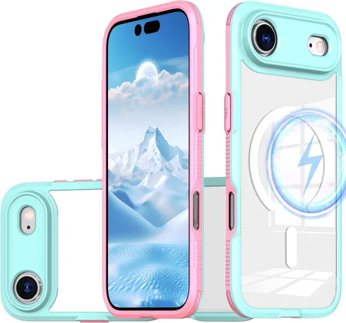 Vista 11 de Funda magnética para iPhone 17 Air, compatible con MagSafe, panel trasero transparente que nunca se pone amarilla, protector de cámara, imanes
