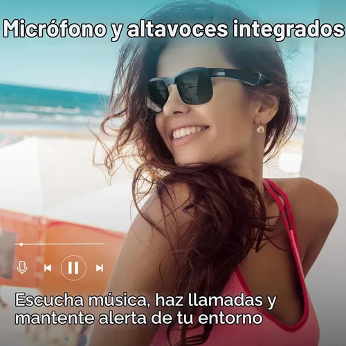 Vista 3 de Lentes inteligentes, lentes de sol polarizados con Bluetooth, micrófono y altavoces integrados, asistente de voz, protección UV, gafas Bluetooth