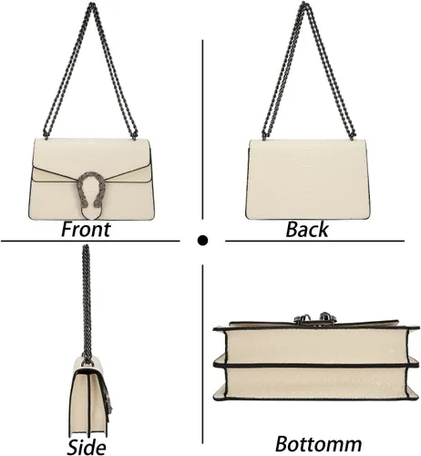 Vista 5 de Bolso bandolera con estampado de serpiente para mujer, de piel sintética, con cadena, bolso de mano de noche