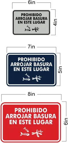 Vista 5 de Signs ByLITA Clásico enmarcado Prohibido Arrojar Basura en Este Lugar Gráfico Español Señal de Seguridad (Negro) - Pequeño
