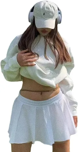Vista 5 de Y2k - Conjunto de sudadera con capucha y falda para niñas adolescentes