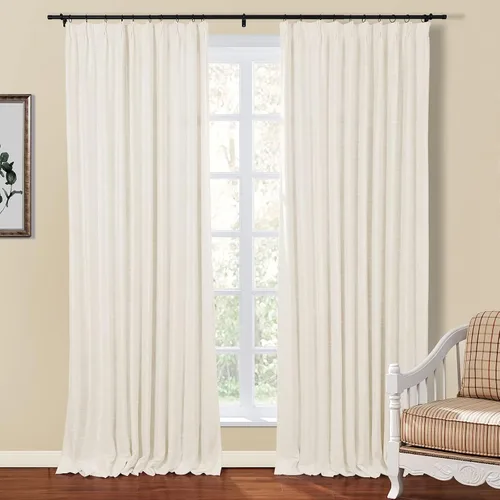 Vista 9 de TWOPAGES Cortina de Pliegues Pellizco Beige para Sala de Estar de 84 Pulgadas de Largo, Panel de Cortina de Ventana de Doble Capa Oscurecedora