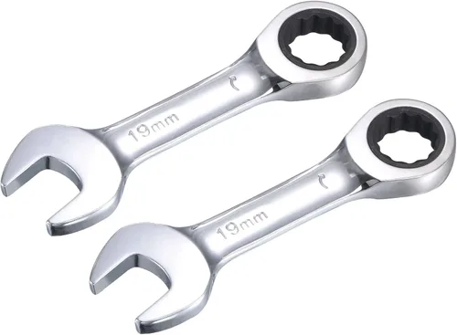 Vista 15 de uxcell Llave combinada de trinquete rechoncha de 0.236 in métrica 72 dientes 12 puntos herramientas terminadas en caja, CR-V 2 piezas