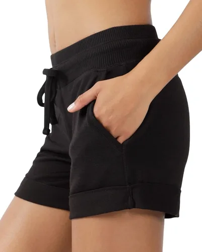 Vista 7 de 90 Degree By Reflex Shorts Suaves de Sudadera para Mujer de Cintura Alta con Cordón Ajustable para Descanso y con Bolsillos Paquete de 2 gris