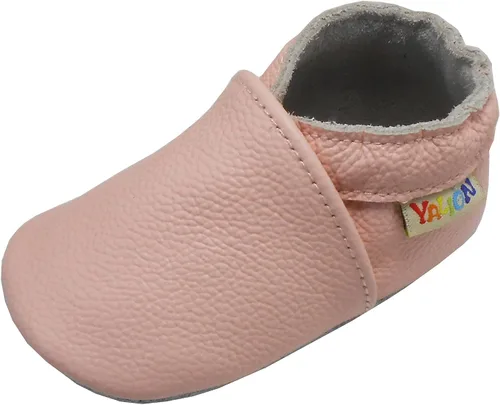 Vista 8 de YALION - Mocasines de cuero suave para bebés, niños y niñas, para gatear y dar sus primeros pasos
