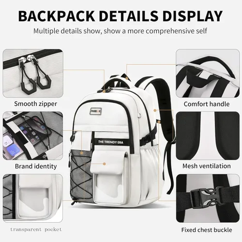 Vista 8 de Mochila para estudiantes adolescentes, material encriptado, múltiples compartimentos y mochila de gran capacidad con bolsillos antirrobo, mochilas